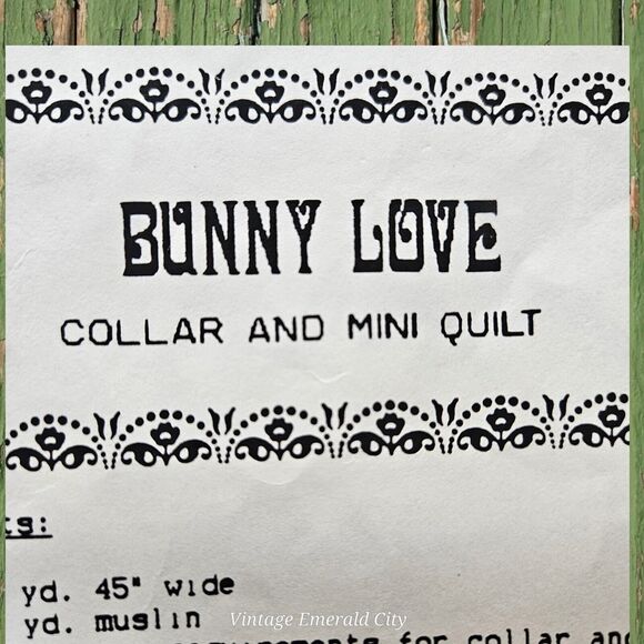 Vintage Quilting Pattern: Bunny Love Collar & Mini Quilt Needle in the Haystack - Picture 4 of 5